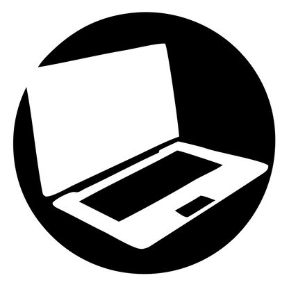 Cutout Tilted Laptop Screen Circle Emblem #ffffff/#000000