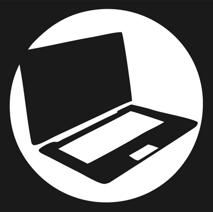 Cutout Tilted Laptop Screen Circle Emblem #1a1a1a/#ffffff