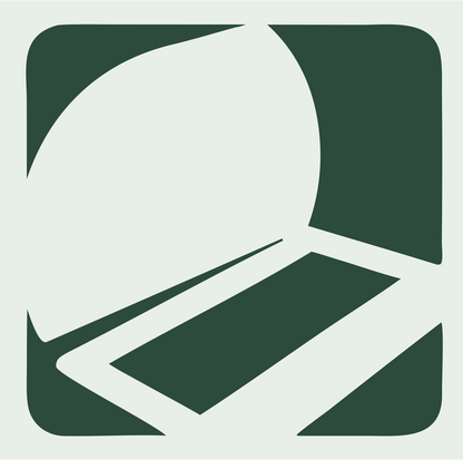 Negative Space Overhead Laptop Square Mark #e8efe9/#2d4a3e