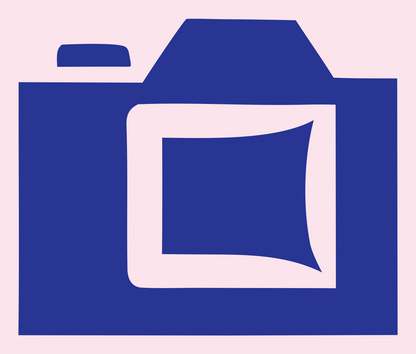Bold Square Lens DSLR Camera Icon #fce4ec/#283593