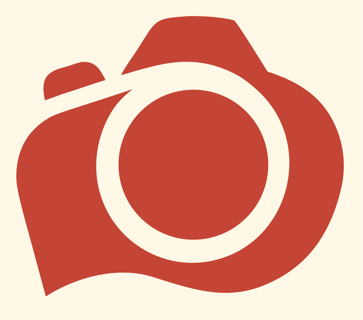 Solid Fill DSLR Camera Shutter Badge #fff8e7/#c44536