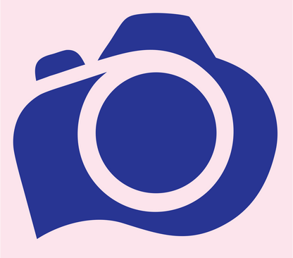 Solid Fill DSLR Camera Shutter Badge #fce4ec/#283593