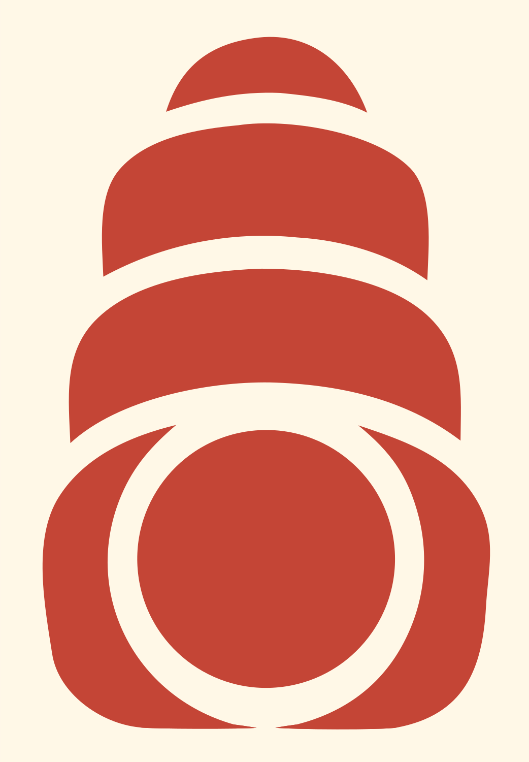 Stacked Rings Camera Body Tower Mark #fff8e7/#c44536