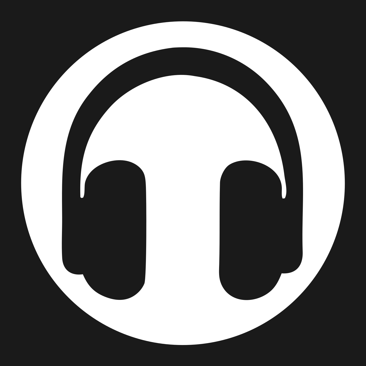Negative Space Circle Headphones Icon #1a1a1a/#ffffff