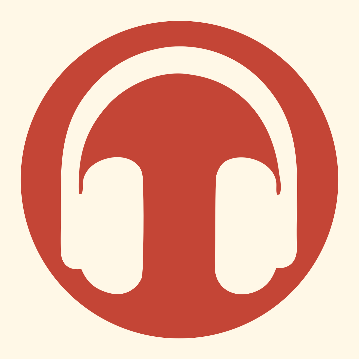 Negative Space Circle Headphones Icon #fff8e7/#c44536