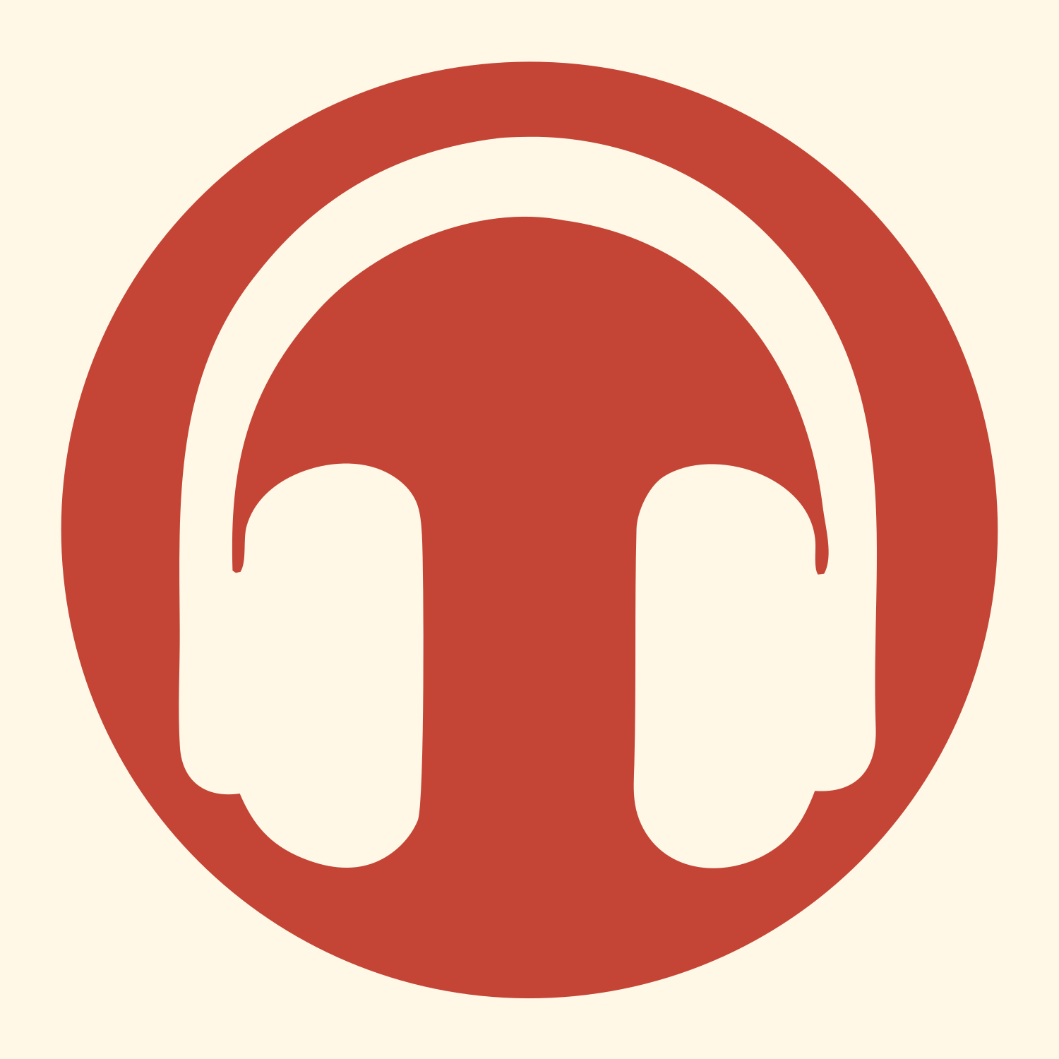 Negative Space Circle Headphones Icon #fff8e7/#c44536