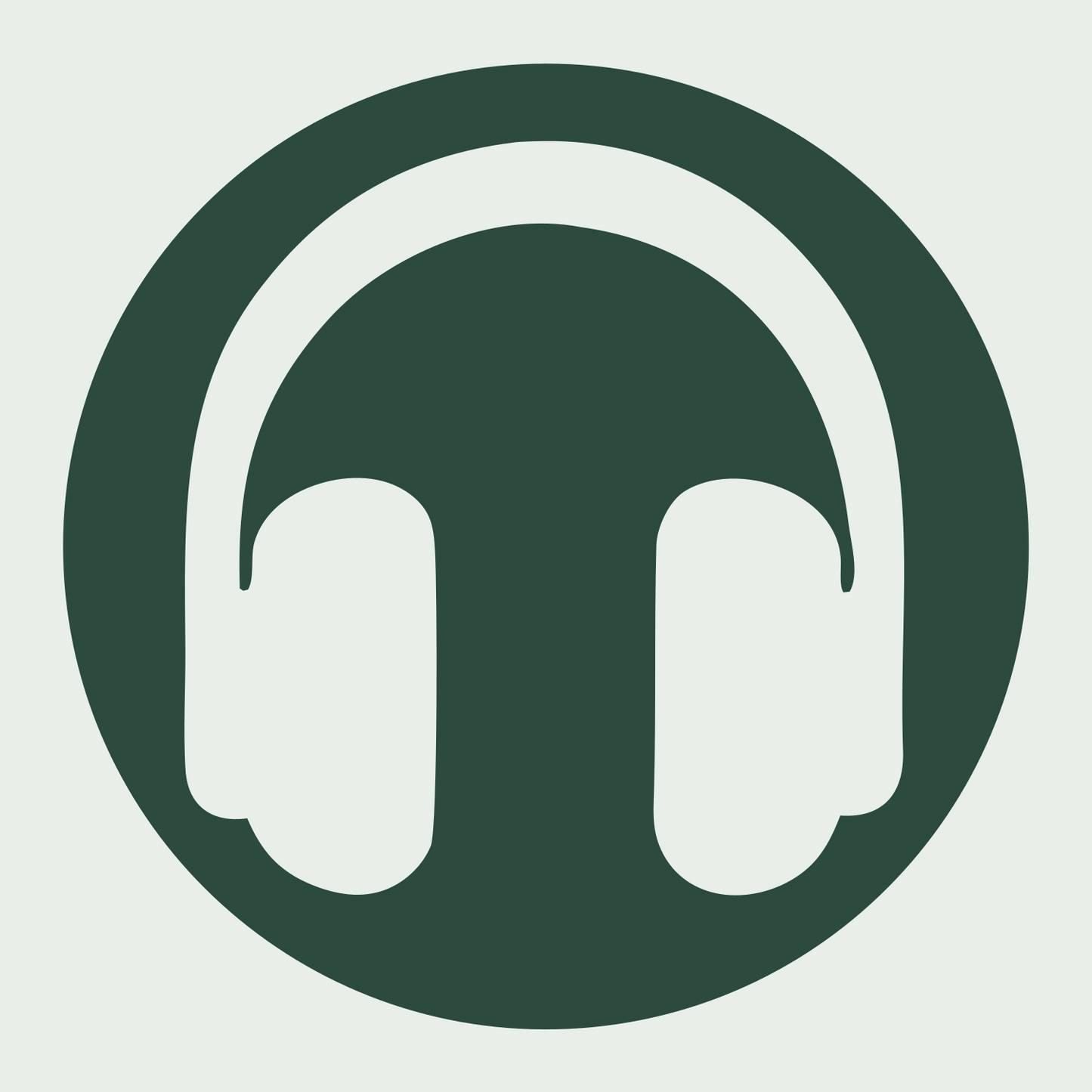 Negative Space Circle Headphones Icon #e8efe9/#2d4a3e