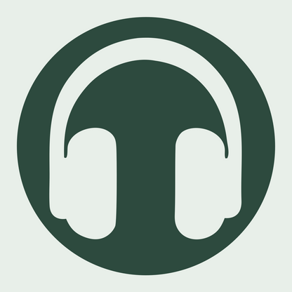 Negative Space Circle Headphones Icon #e8efe9/#2d4a3e