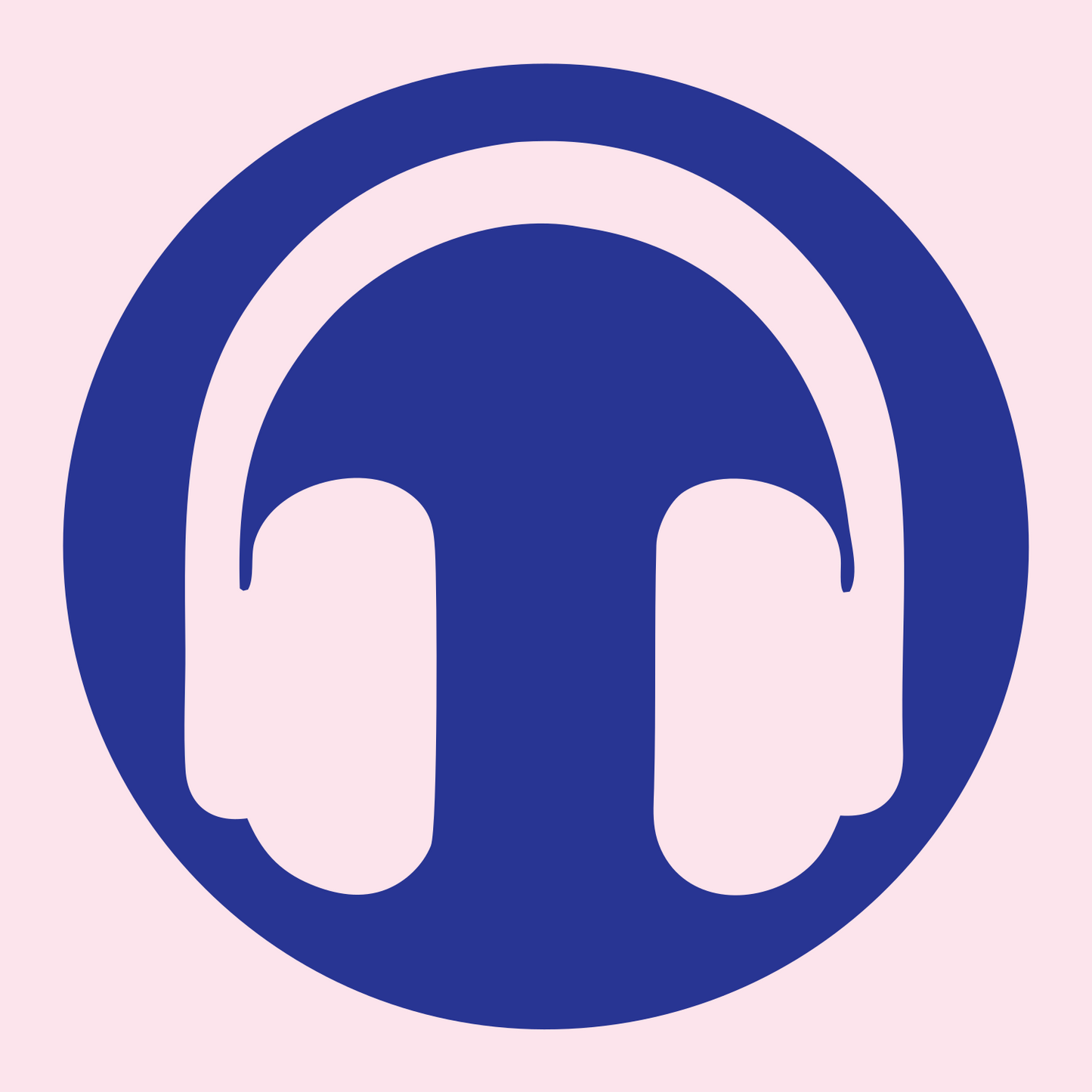 Negative Space Circle Headphones Icon #fce4ec/#283593