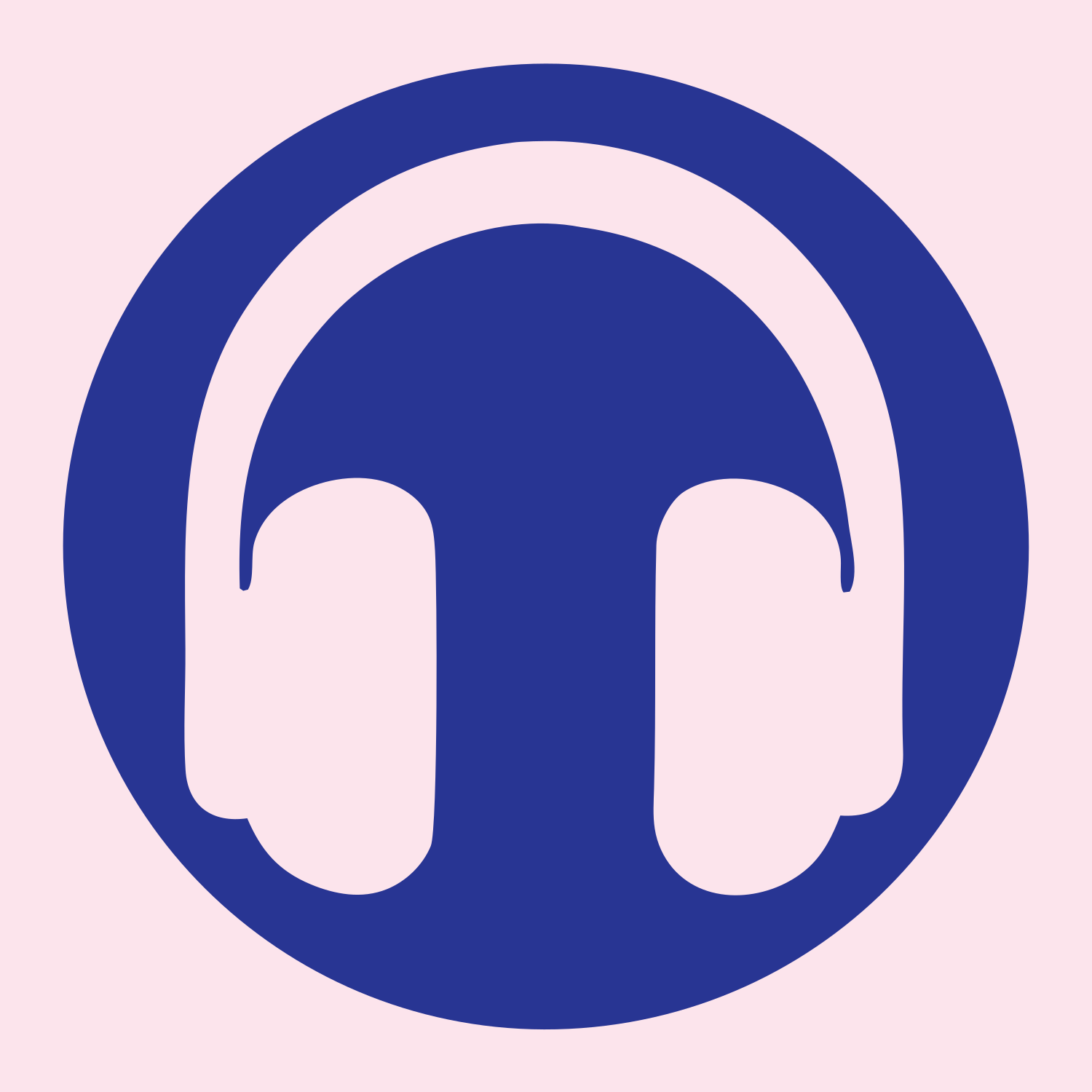 Negative Space Circle Headphones Icon #fce4ec/#283593