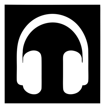 Negative Space Square Headphones Badge #ffffff/#000000