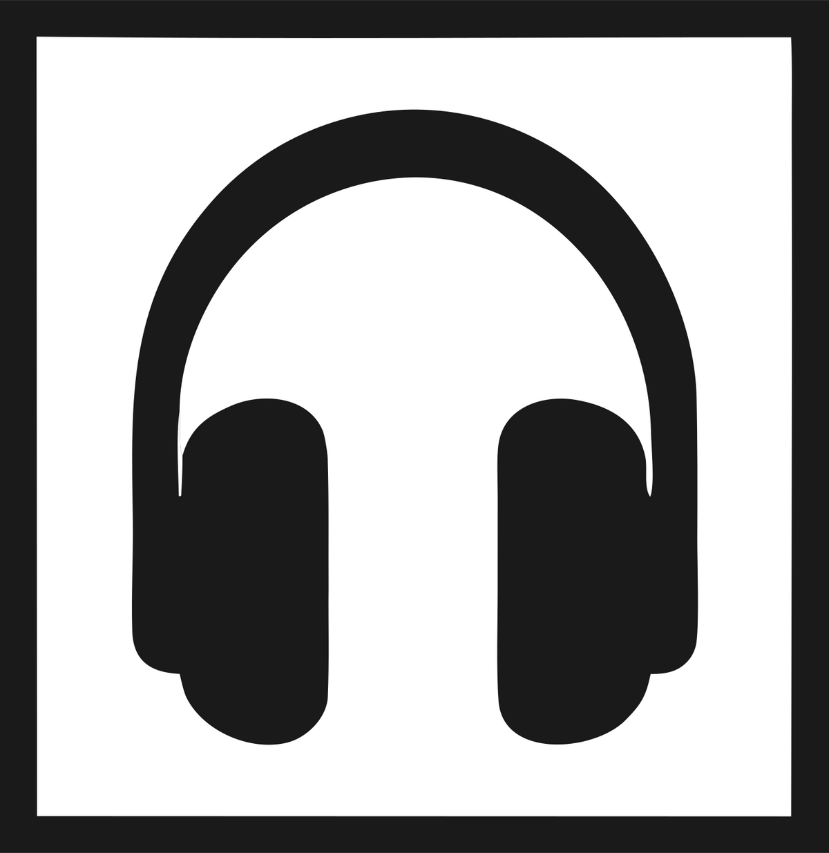 Negative Space Square Headphones Badge #1a1a1a/#ffffff