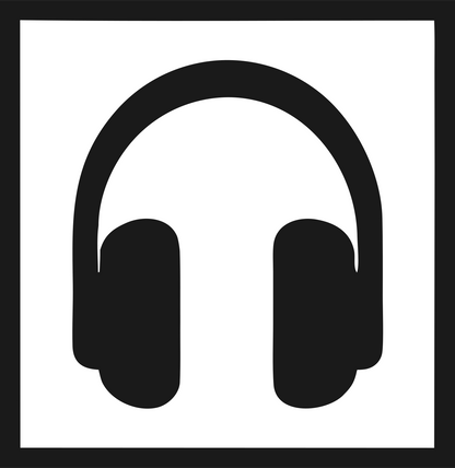 Negative Space Square Headphones Badge #1a1a1a/#ffffff