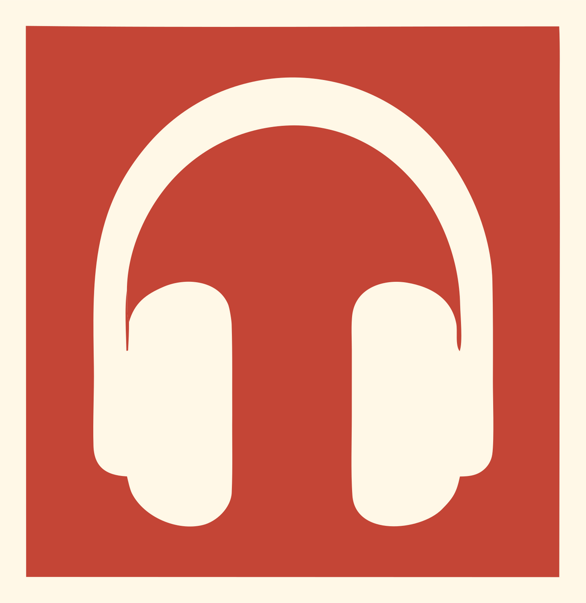 Negative Space Square Headphones Badge #fff8e7/#c44536