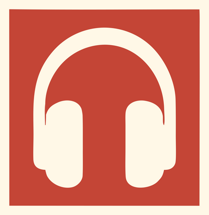 Negative Space Square Headphones Badge #fff8e7/#c44536