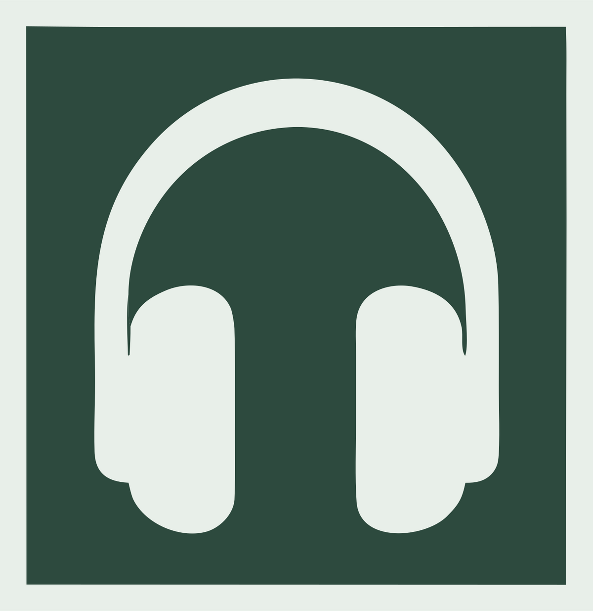 Negative Space Square Headphones Badge #e8efe9/#2d4a3e
