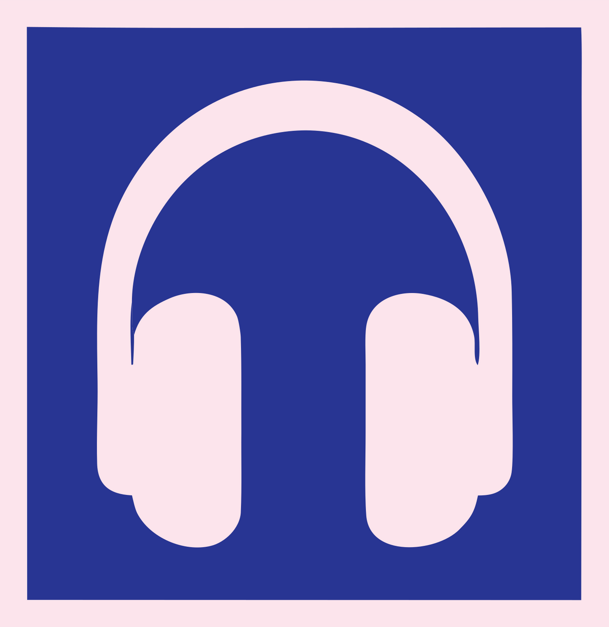 Negative Space Square Headphones Badge #fce4ec/#283593