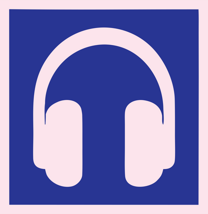 Negative Space Square Headphones Badge #fce4ec/#283593