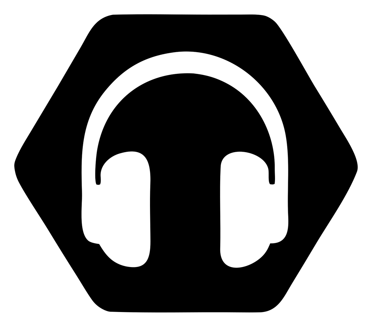 Negative Space Hexagon Headphones Mark #ffffff/#000000