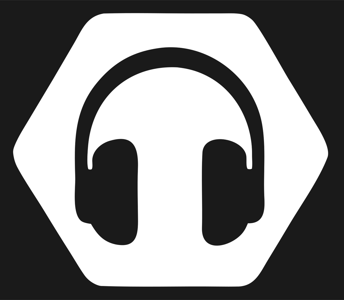 Negative Space Hexagon Headphones Mark #1a1a1a/#ffffff