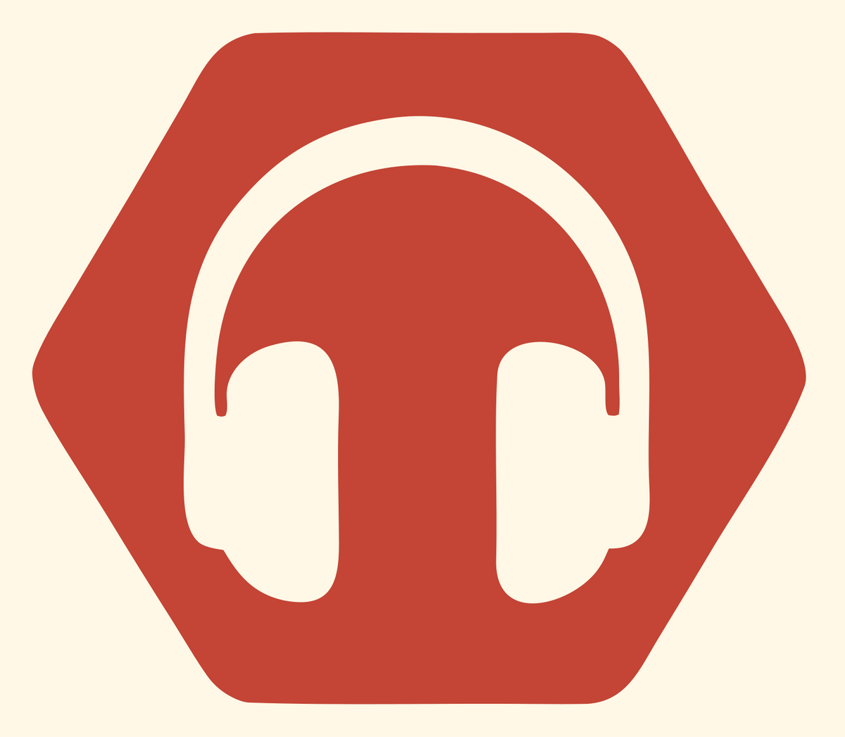 Negative Space Hexagon Headphones Mark #fff8e7/#c44536