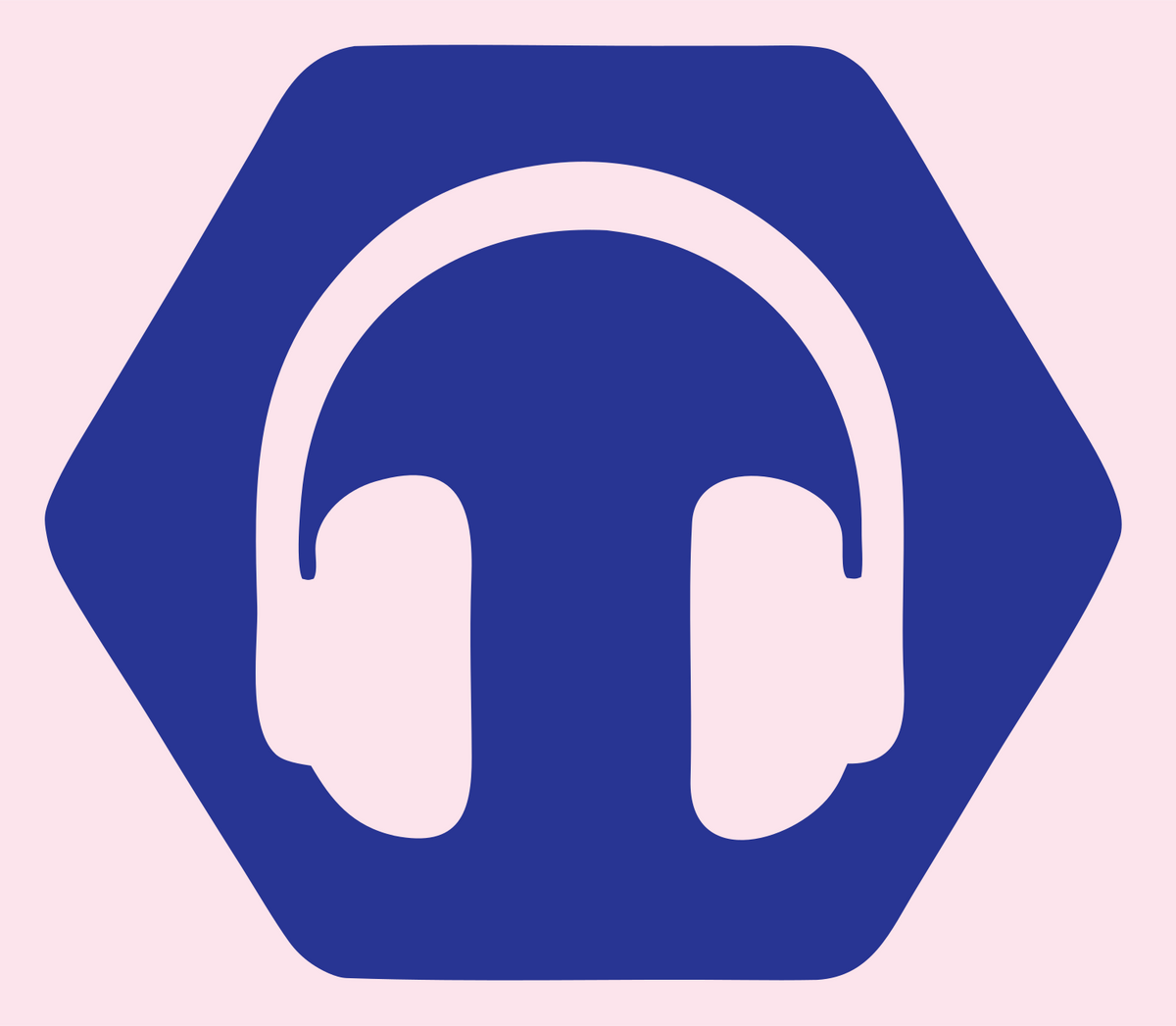 Negative Space Hexagon Headphones Mark #fce4ec/#283593