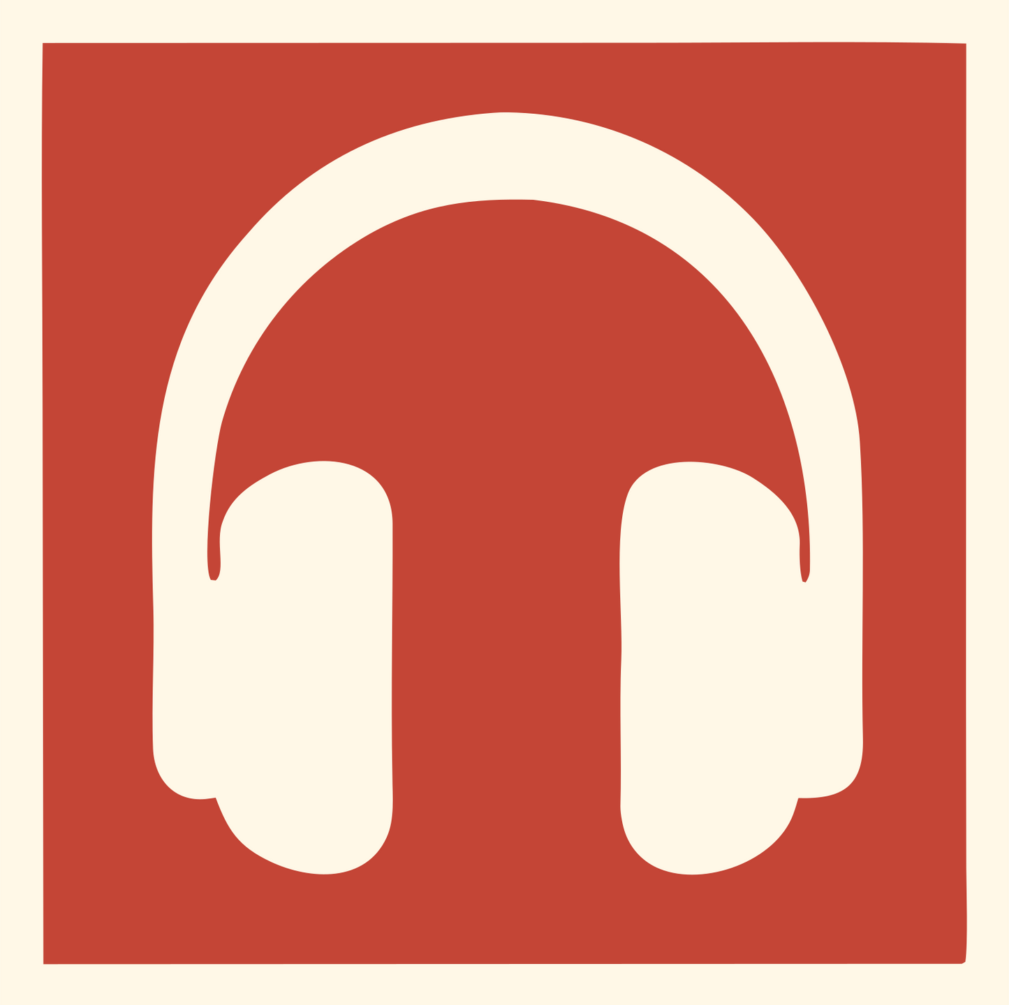 Inverted Square Over-Ear Headphones Mark #fff8e7/#c44536