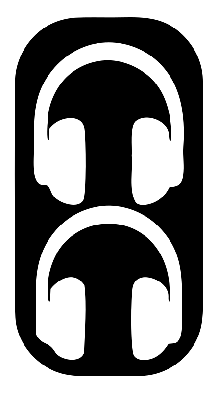 Negative Space Stacked Dual Headphones Mark