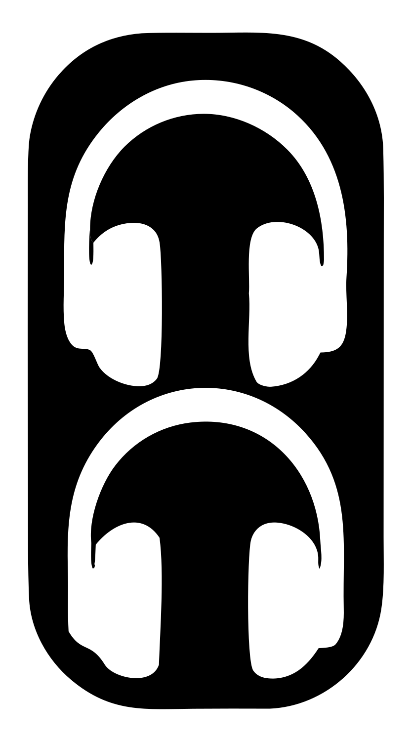 Negative Space Stacked Dual Headphones Mark #ffffff/#000000