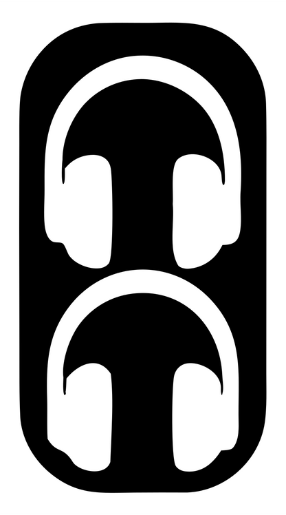 Negative Space Stacked Dual Headphones Mark #ffffff/#000000