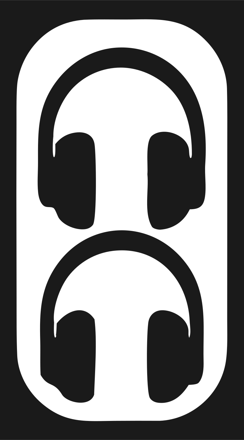 Negative Space Stacked Dual Headphones Mark #1a1a1a/#ffffff