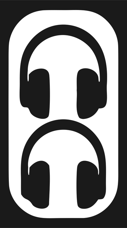 Negative Space Stacked Dual Headphones Mark #1a1a1a/#ffffff