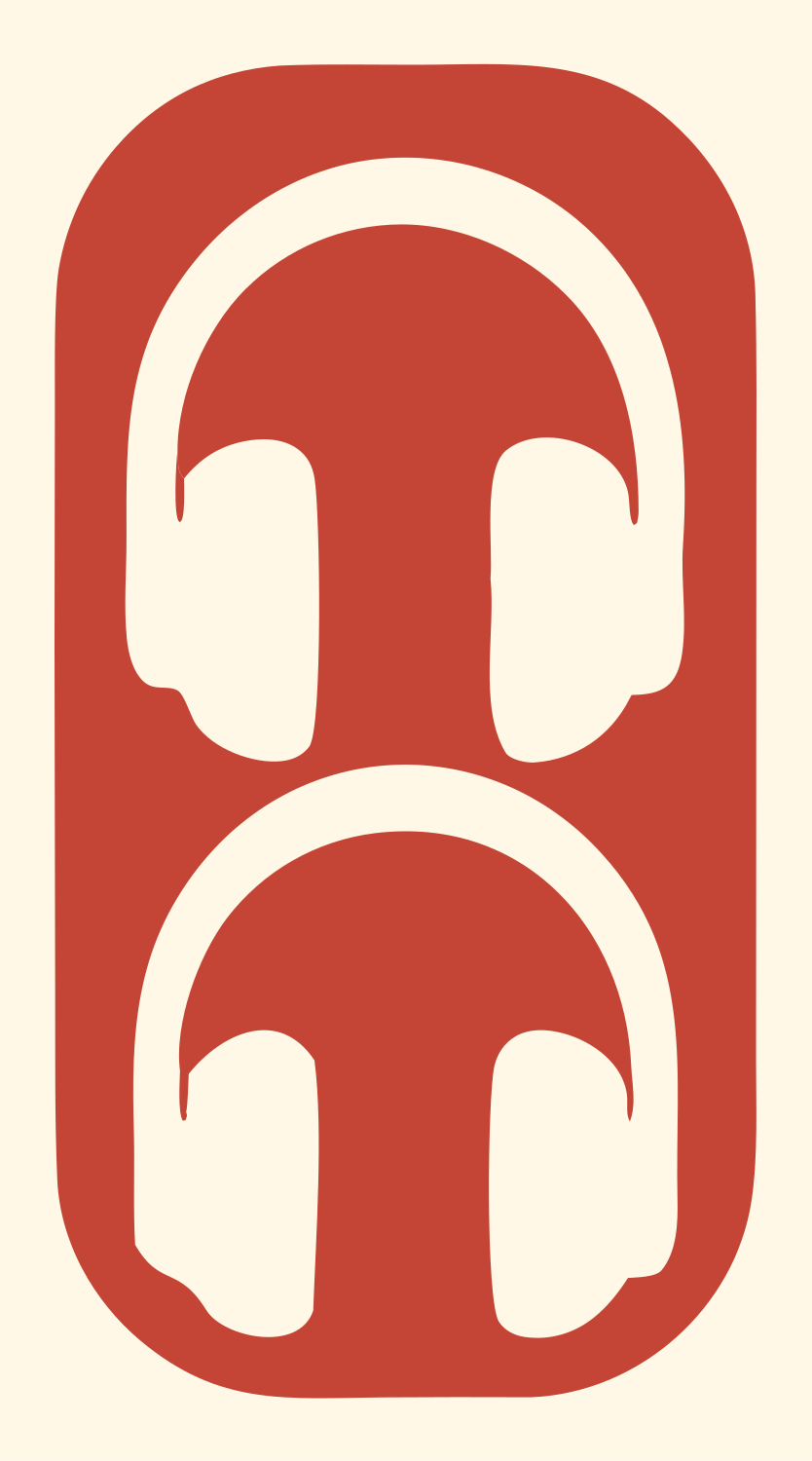 Negative Space Stacked Dual Headphones Mark #fff8e7/#c44536