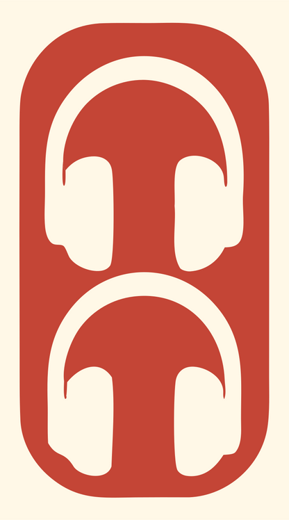 Negative Space Stacked Dual Headphones Mark #fff8e7/#c44536