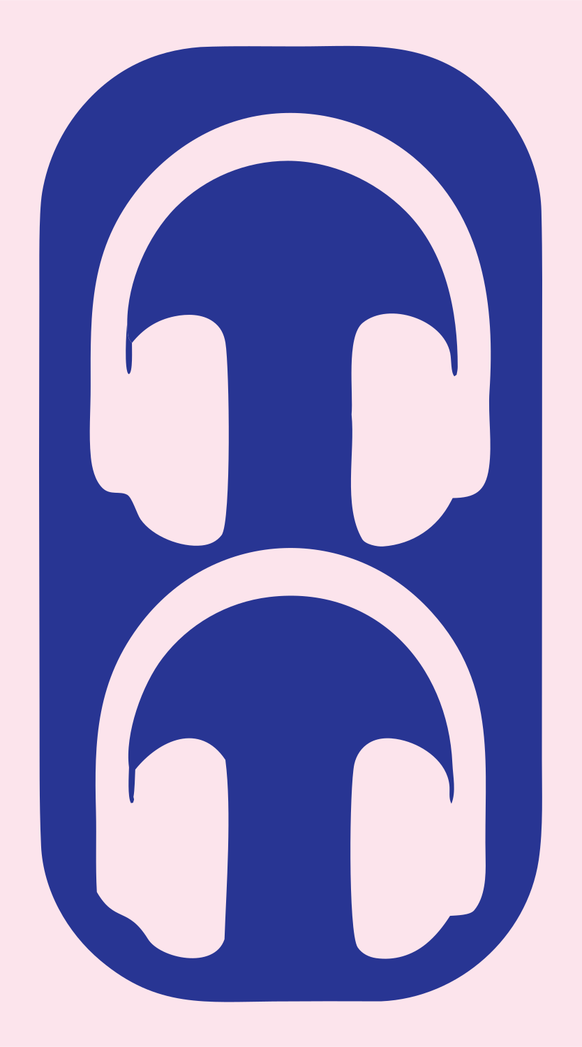 Negative Space Stacked Dual Headphones Mark #fce4ec/#283593