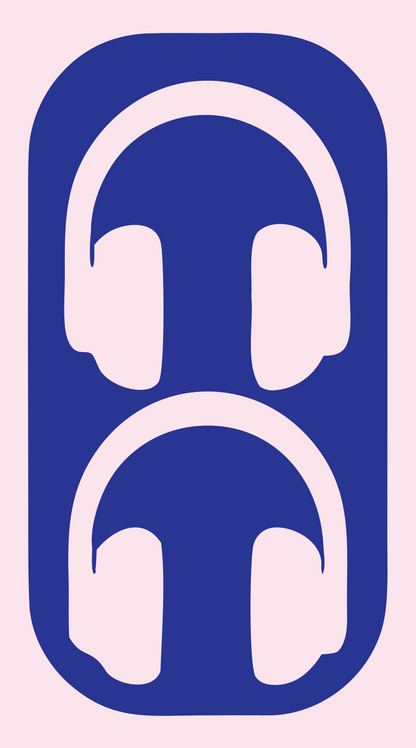 Negative Space Stacked Dual Headphones Mark #fce4ec/#283593
