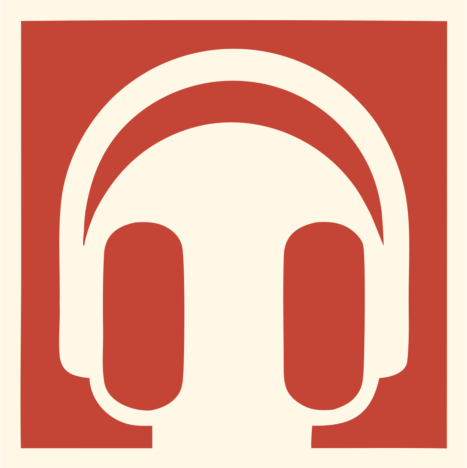 Inverted Square Headphones Mark #fff8e7/#c44536