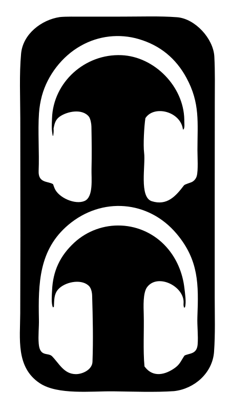 Negative Space Dual Headphones Rounded Badge