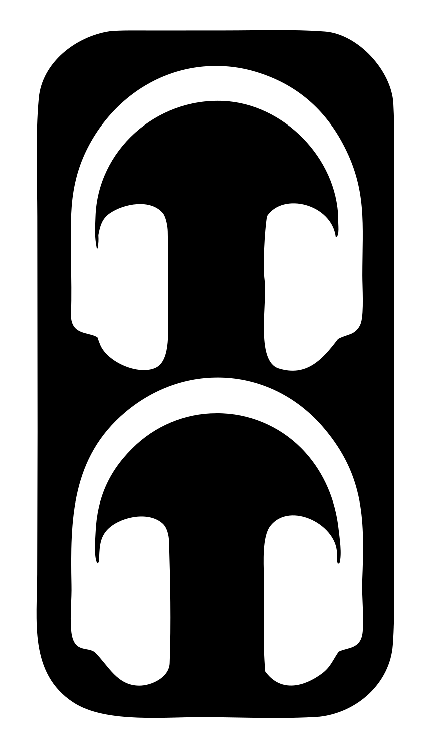 Negative Space Dual Headphones Rounded Badge #ffffff/#000000