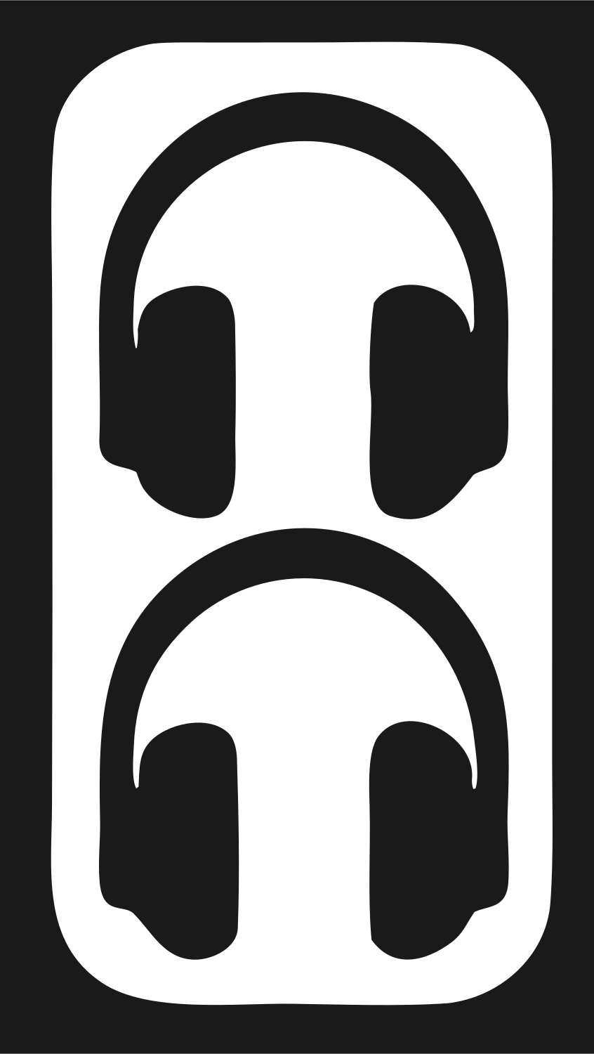 Negative Space Dual Headphones Rounded Badge #1a1a1a/#ffffff