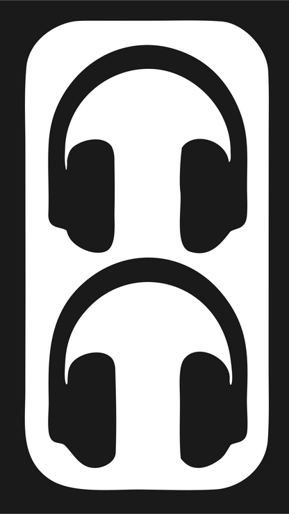 Negative Space Dual Headphones Rounded Badge #1a1a1a/#ffffff