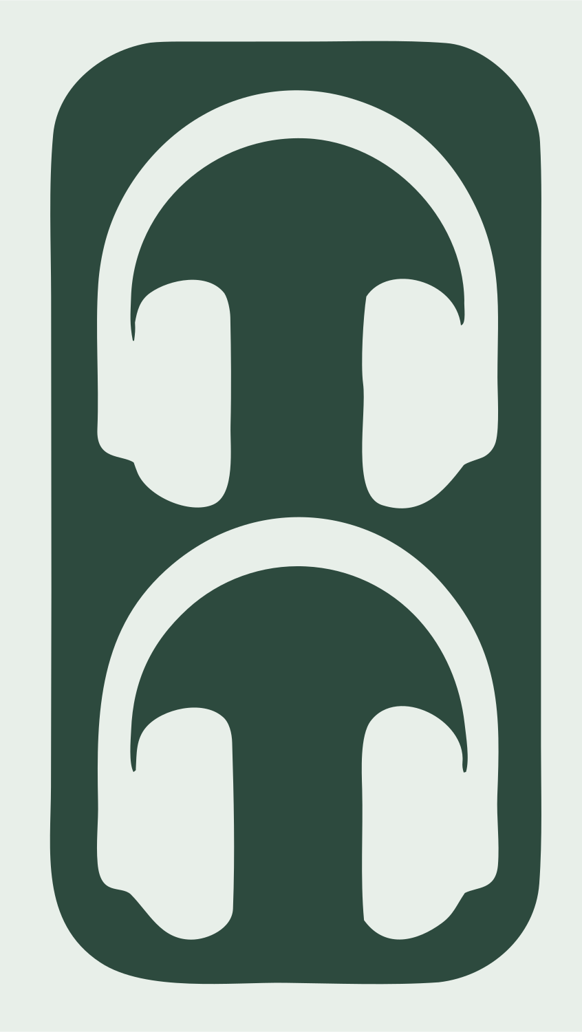 Negative Space Dual Headphones Rounded Badge #e8efe9/#2d4a3e