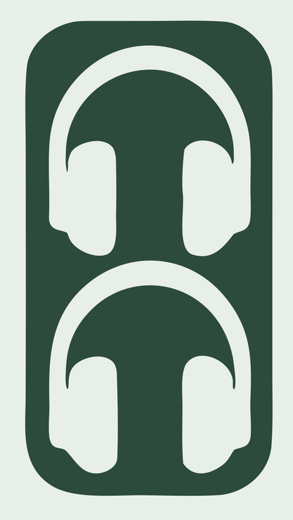 Negative Space Dual Headphones Rounded Badge #e8efe9/#2d4a3e
