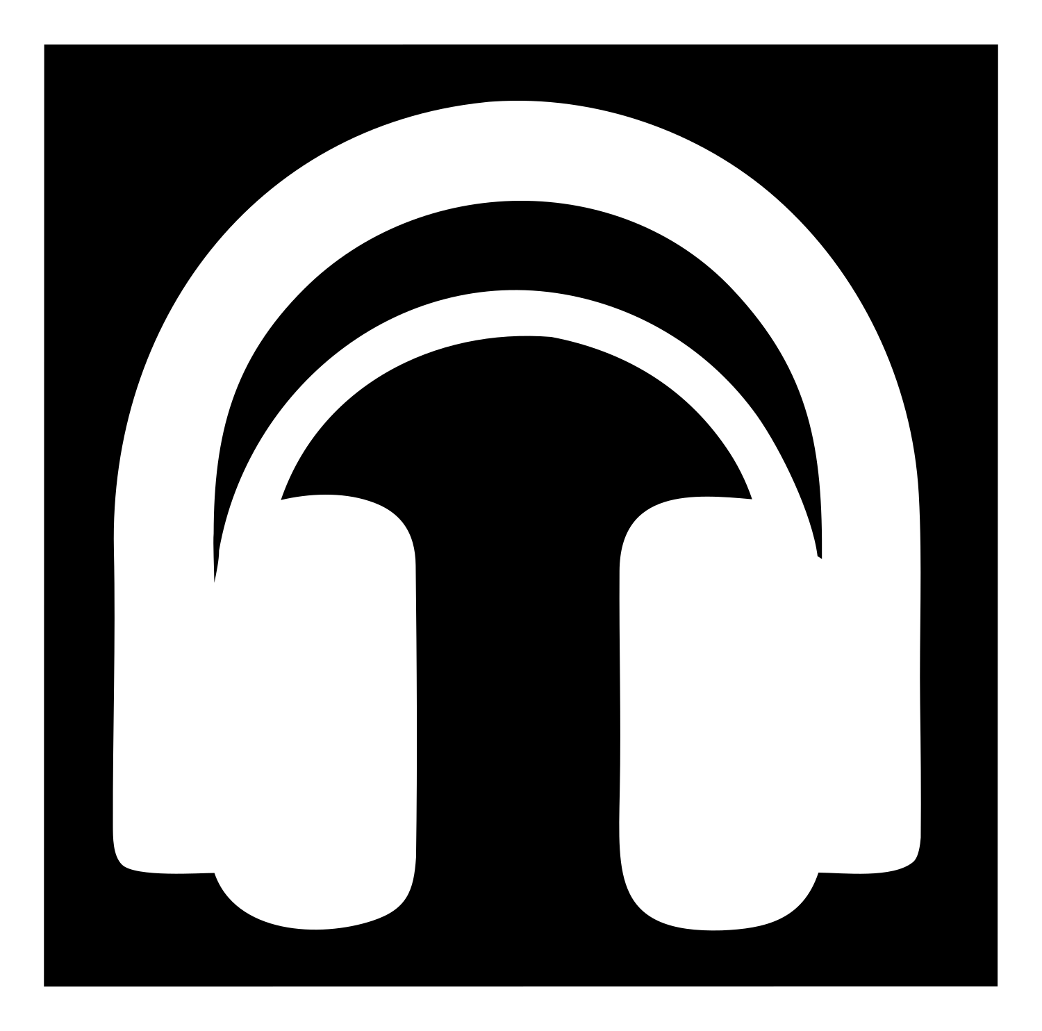Headphones Bold Square Mark #ffffff/#000000