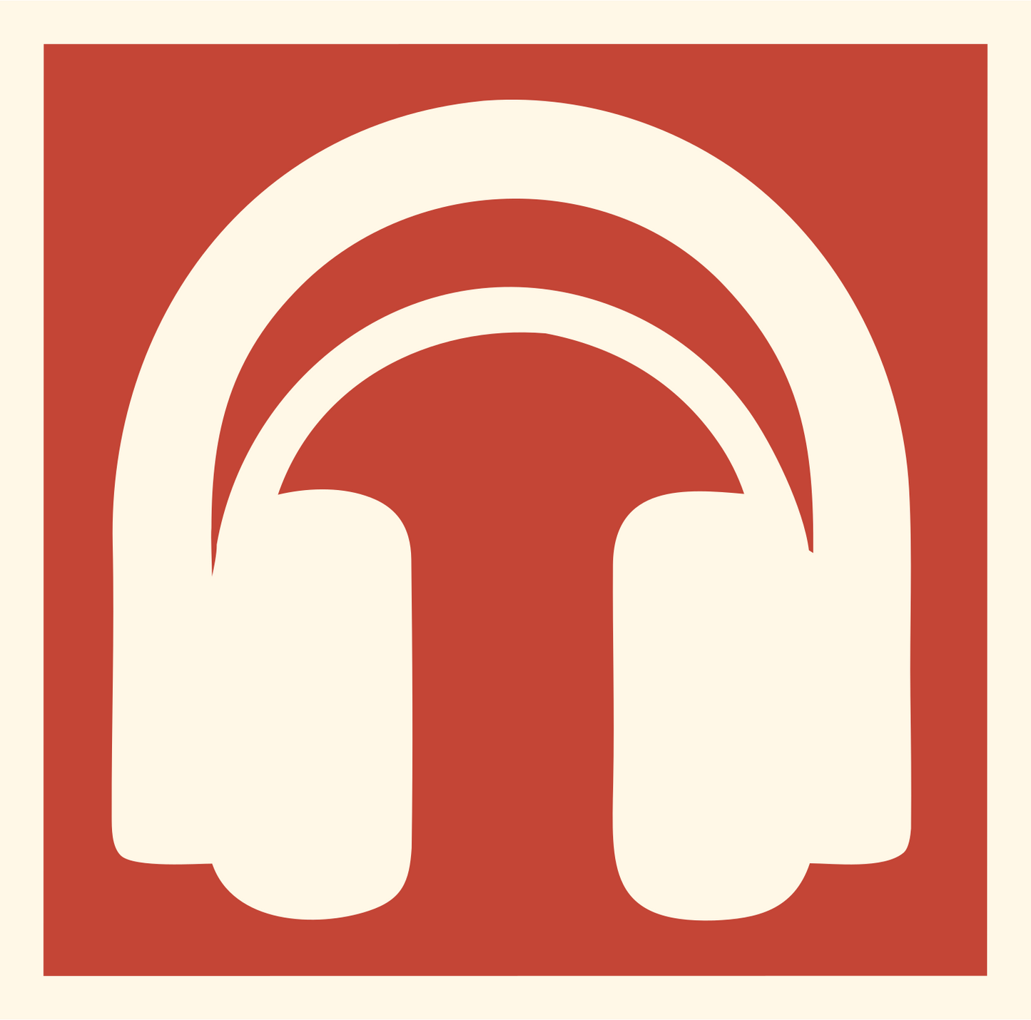 Headphones Bold Square Mark #fff8e7/#c44536