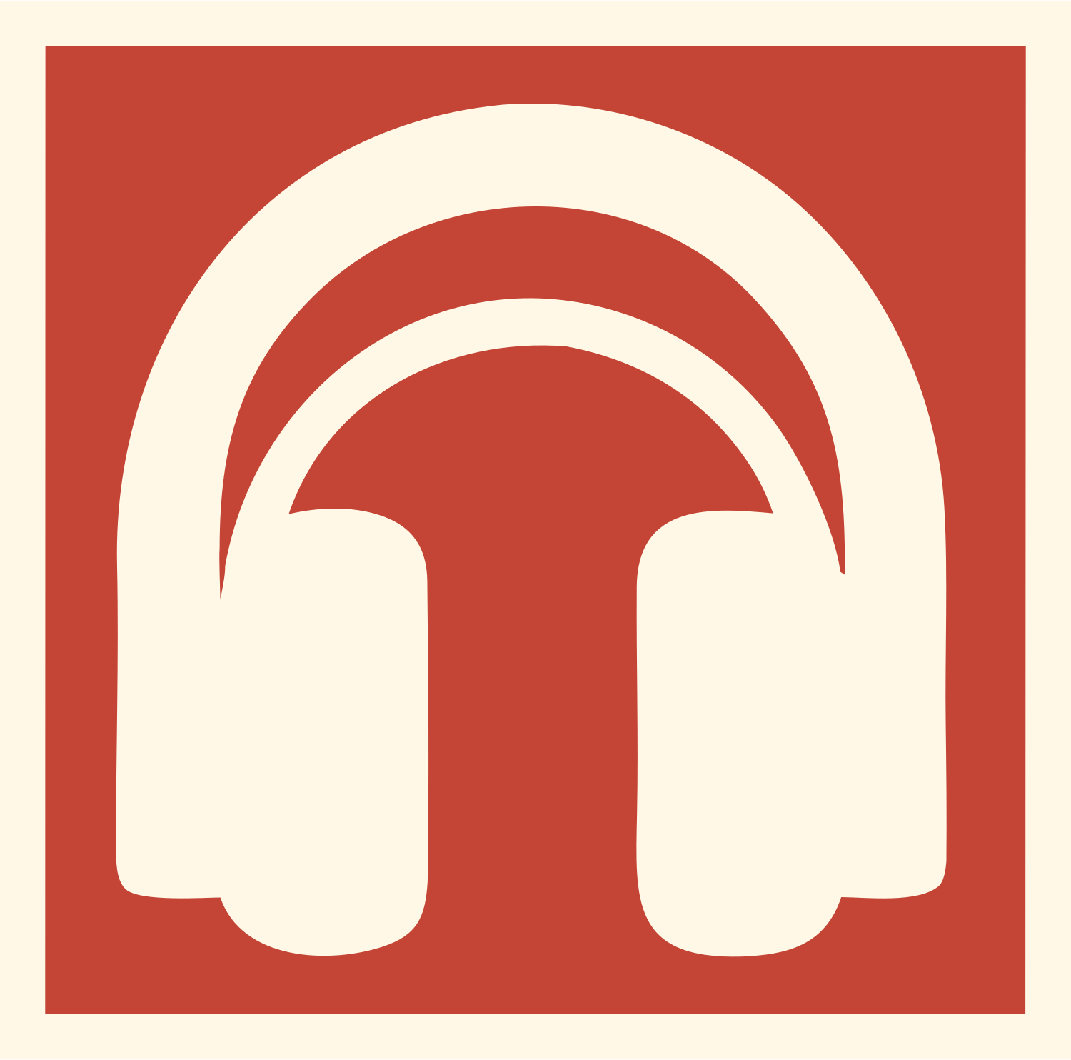 Headphones Bold Square Mark #fff8e7/#c44536