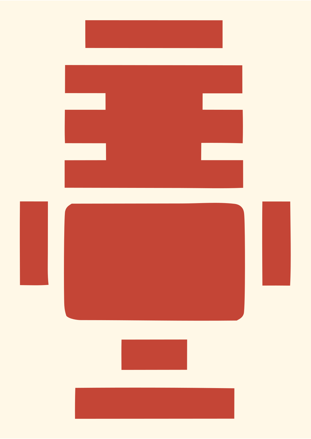 Brutalist Block Radio Microphone Badge #fff8e7/#c44536