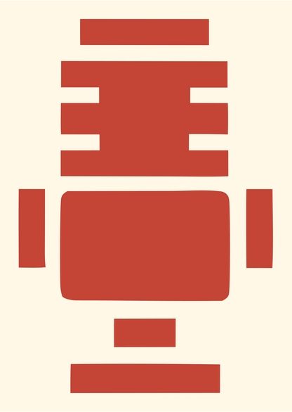 Brutalist Block Radio Microphone Badge #fff8e7/#c44536