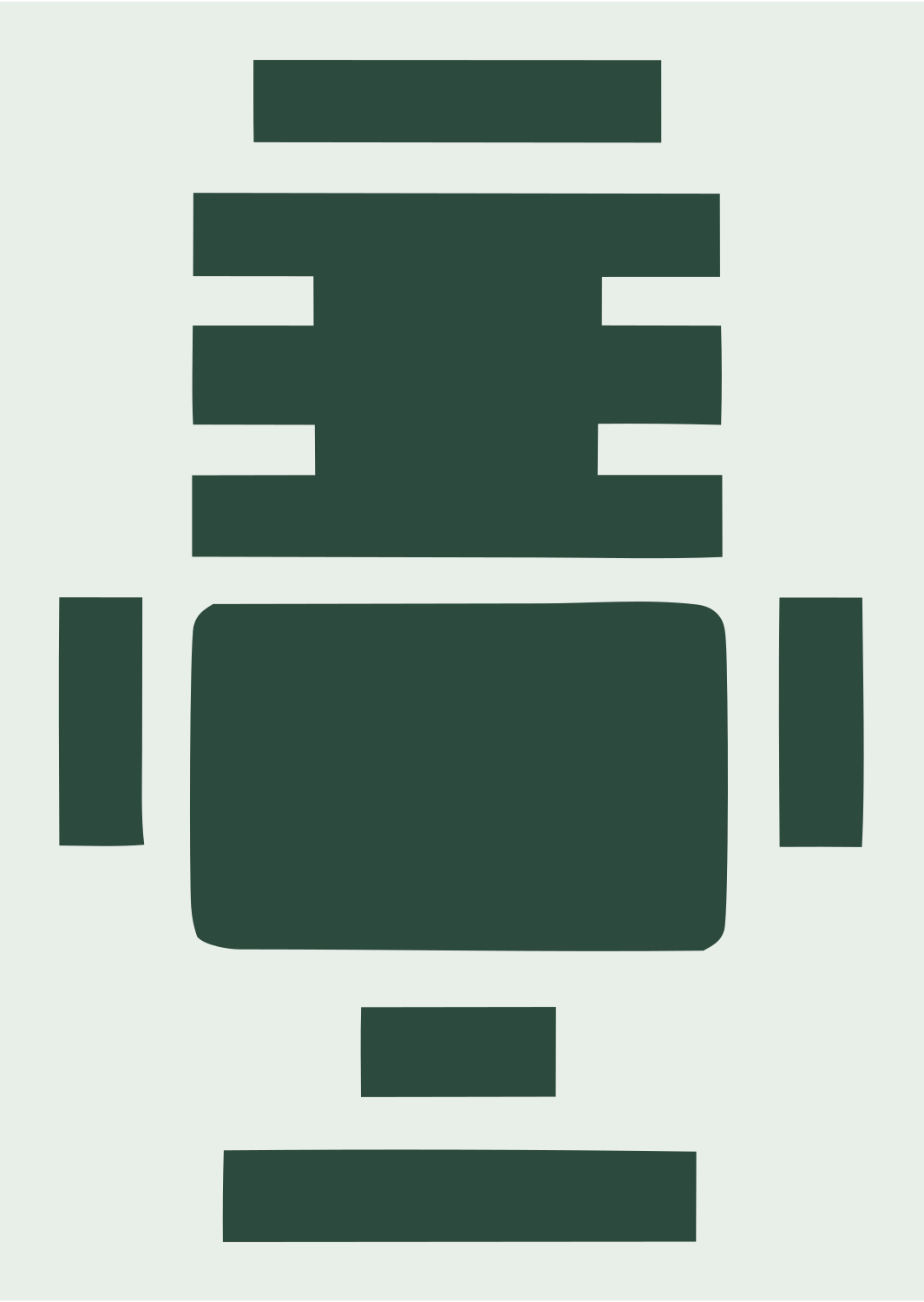 Brutalist Block Radio Microphone Badge #e8efe9/#2d4a3e