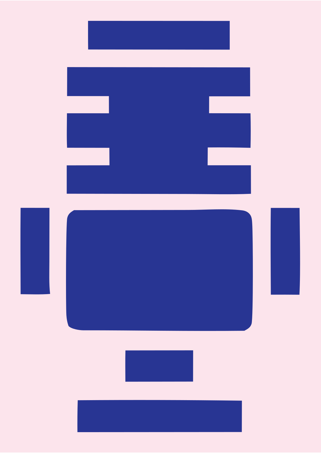 Brutalist Block Radio Microphone Badge #fce4ec/#283593